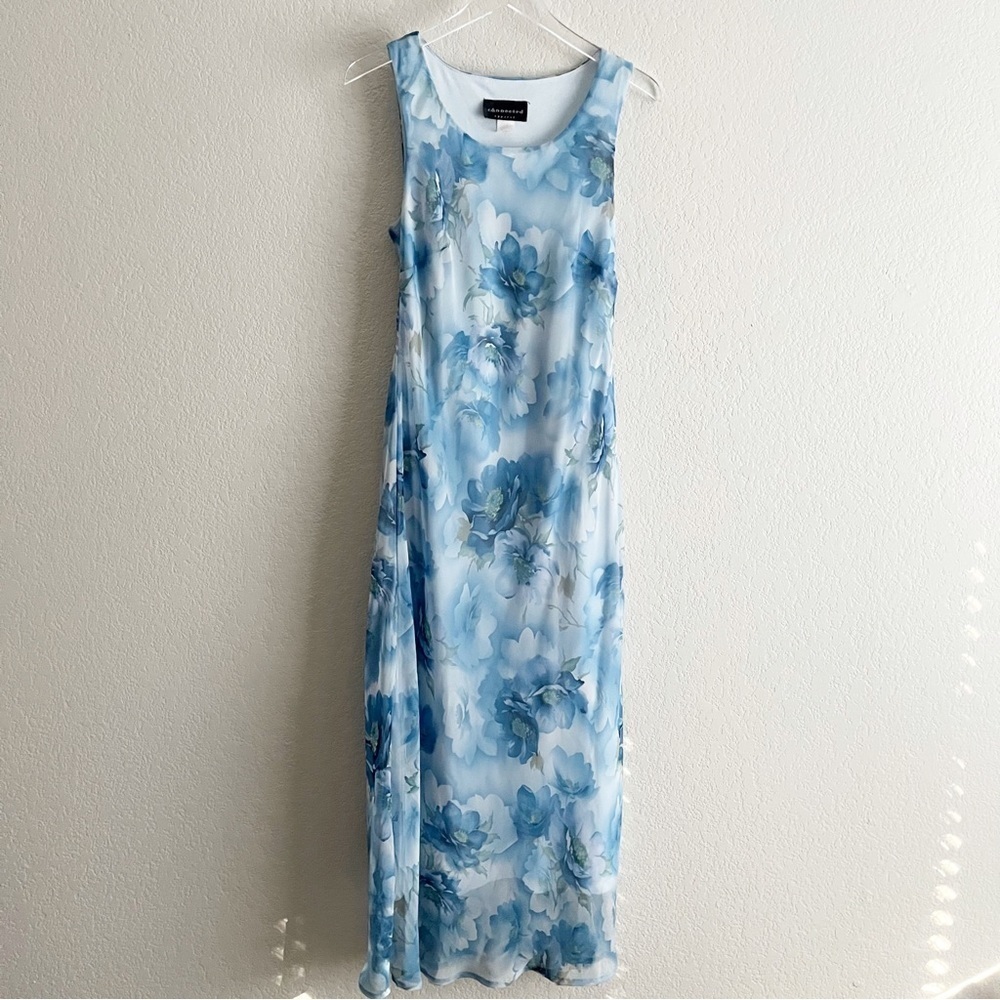 Y2K Blue Floral Maxi Size 12 Sleeveless